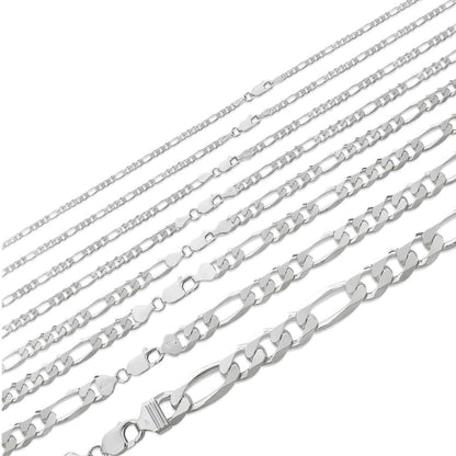 HarlemBling Figaro Link Chain Necklace Or Bracelet - 925 Sterling Silver - 6"-30" - 2.5mm-15mm