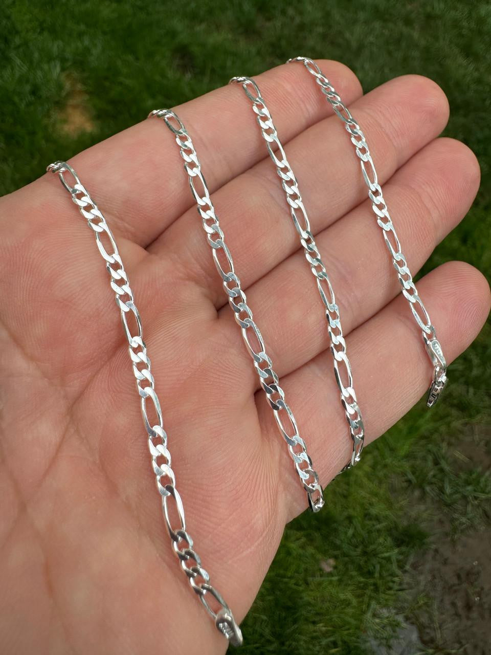 HarlemBling Figaro Link Chain Necklace Or Bracelet - 925 Sterling Silver - 6"-30" - 2.5mm-15mm