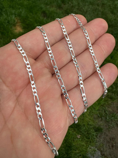 HarlemBling Figaro Link Chain Necklace Or Bracelet - 925 Sterling Silver - 6"-30" - 2.5mm-15mm