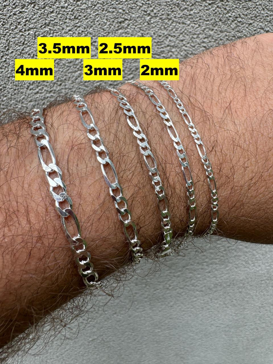 HarlemBling Figaro Link Chain Necklace Or Bracelet - 925 Sterling Silver - 6"-30" - 2.5mm-15mm