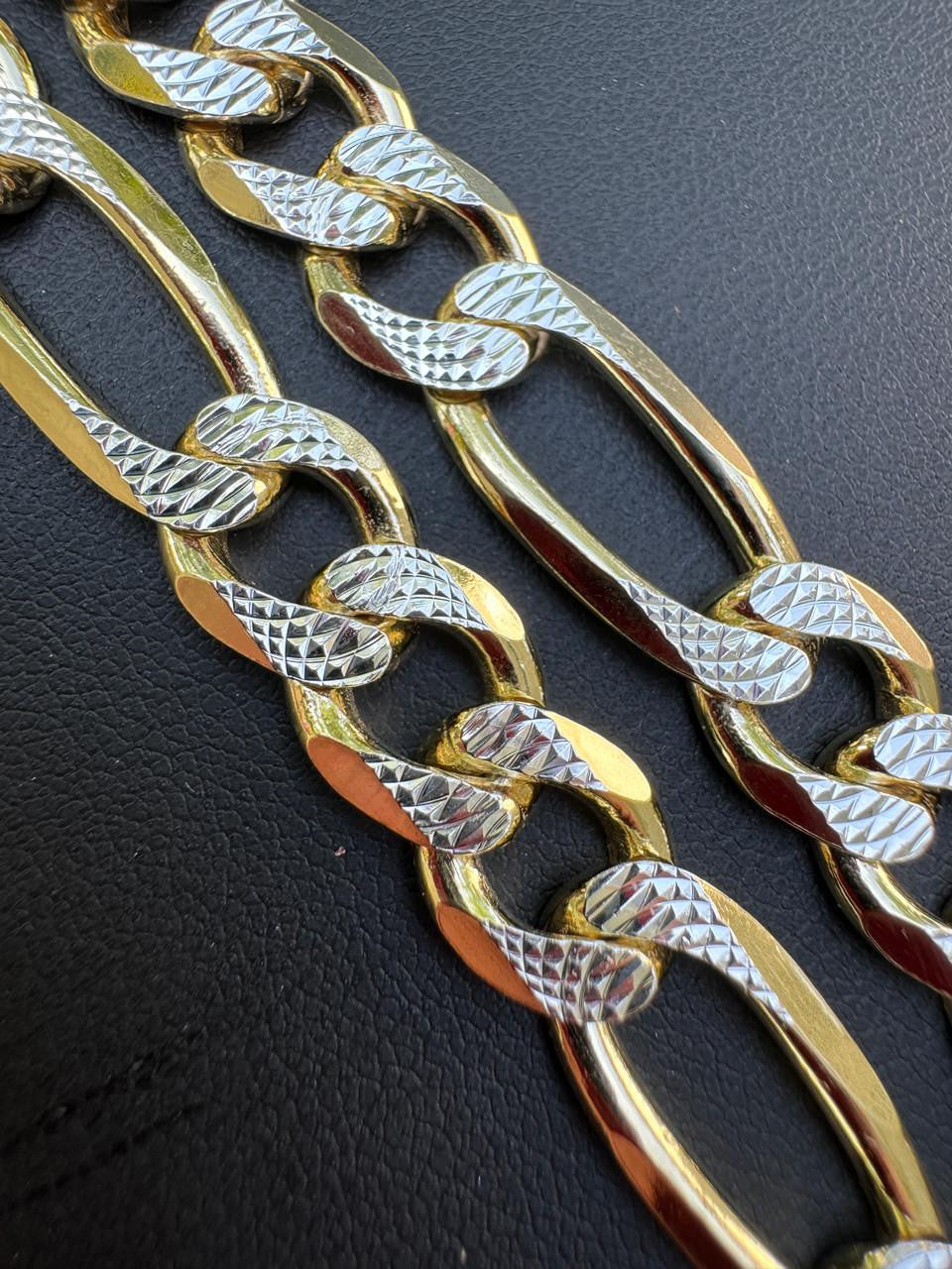 HarlemBling Figaro Link Chain Necklace Or Bracelet - Diamond Cut 14k Gold Vermeil 925 Sterling Silver - 6"-30" - 2.5mm-10mm