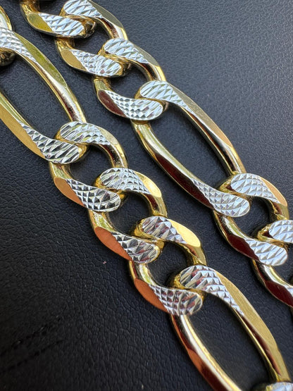 HarlemBling Figaro Link Chain Necklace Or Bracelet - Diamond Cut 14k Gold Vermeil 925 Sterling Silver - 6"-30" - 2.5mm-10mm