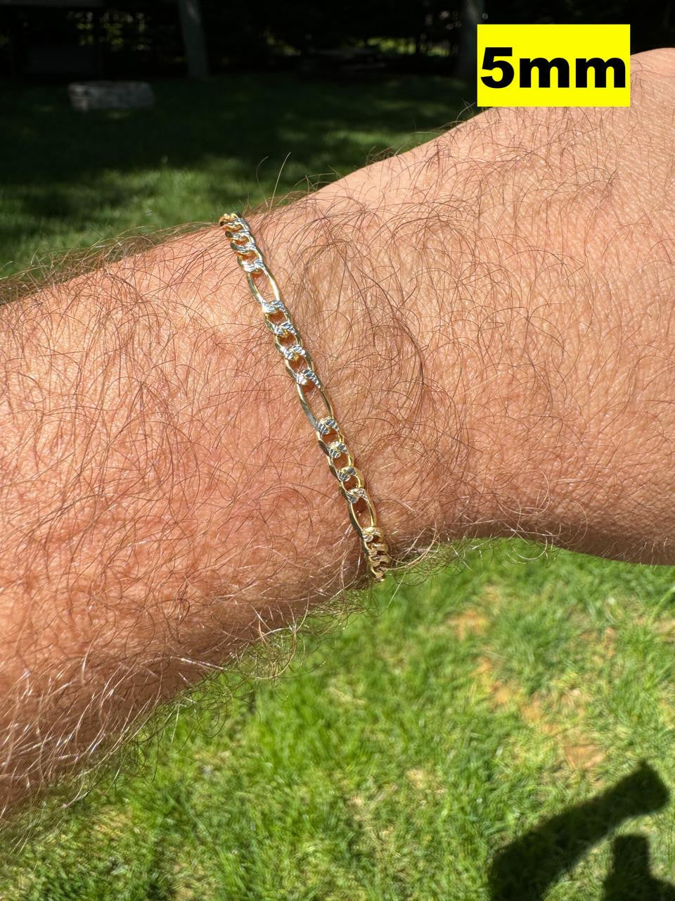 HarlemBling Figaro Link Chain Necklace Or Bracelet - Diamond Cut 14k Gold Vermeil 925 Sterling Silver - 6"-30" - 2.5mm-10mm