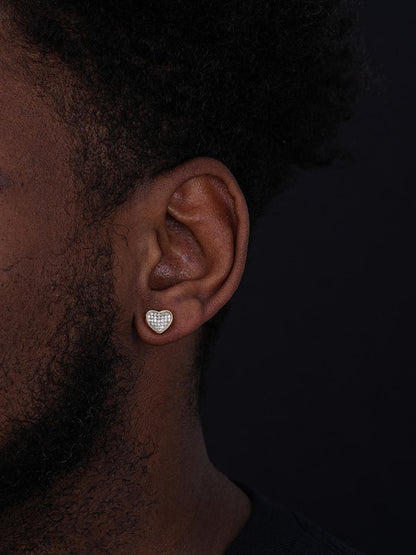 HarlemBling First Love Heart Shaped Earrings - 14k Gold Vermeil 925 Silver - CZ Stones - 9.5mm