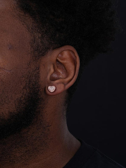 HarlemBling First Love Heart Shaped Earrings - 14k Rose Gold Vermeil 925 Silver - CZ Stones - 9.5mm