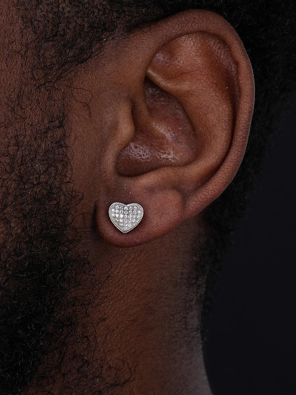 HarlemBling First Love Heart Shaped Earrings - 925 Silver - CZ Stones - 9.5mm