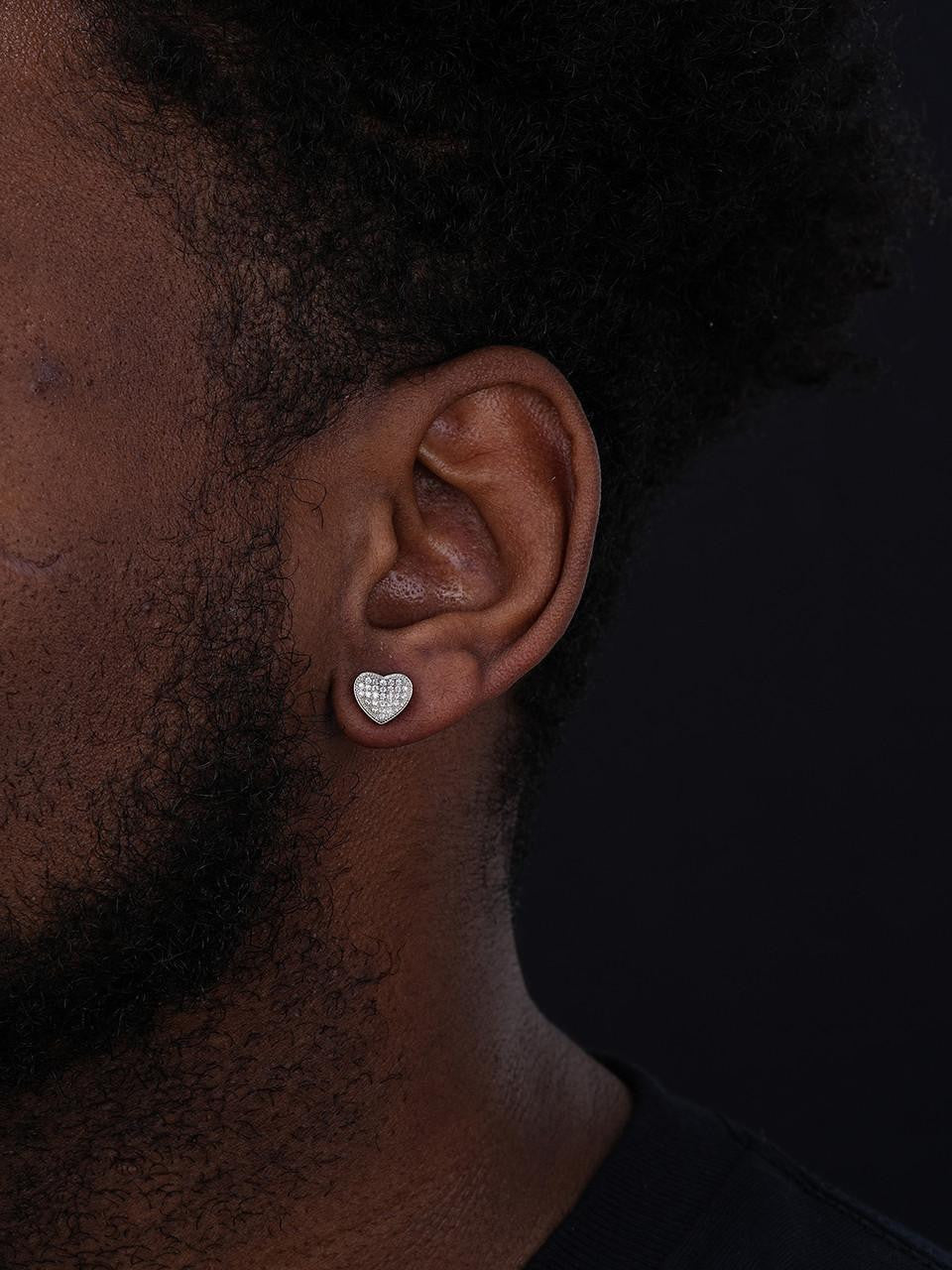 HarlemBling First Love Heart Shaped Earrings - 925 Silver - CZ Stones - 9.5mm