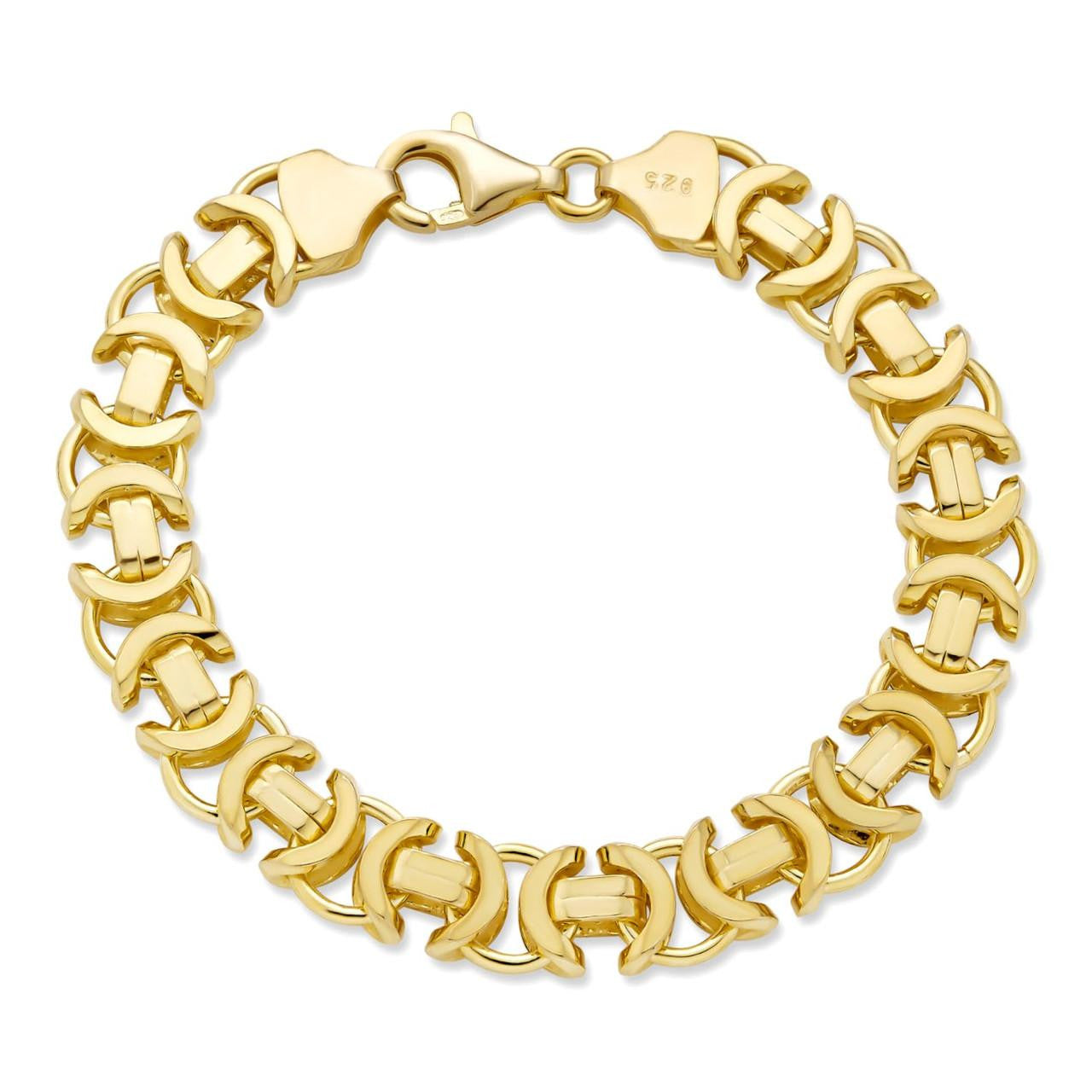 HarlemBling Flat Byzantine Link Bracelet - 14k Gold Vermeil 925 Sterling Silver - 7"-8" - 10mm