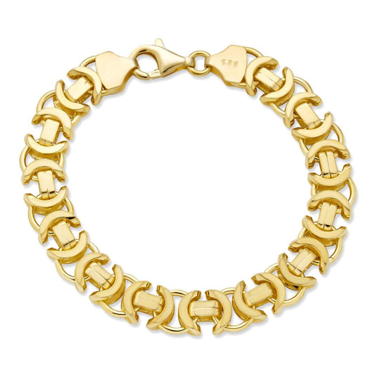 HarlemBling Flat Byzantine Link Bracelet - 14k Gold Vermeil 925 Sterling Silver - 7"-8" - 10mm