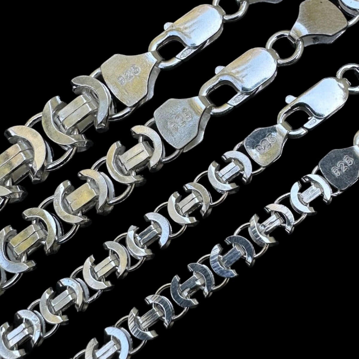 Real Solid 925 Sterling Silver Flat Byzantine Chain Mens Necklace