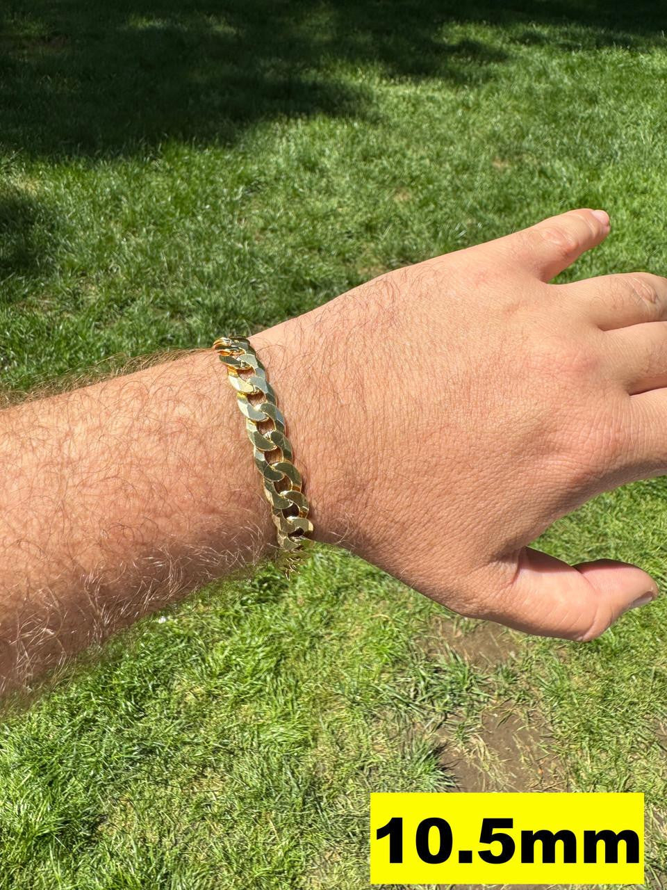 HarlemBling Flat Curb Cuban Bracelet - 14k Gold Vermeil 925 Sterling Silver - 6"-9" - 3mm-10.5mm