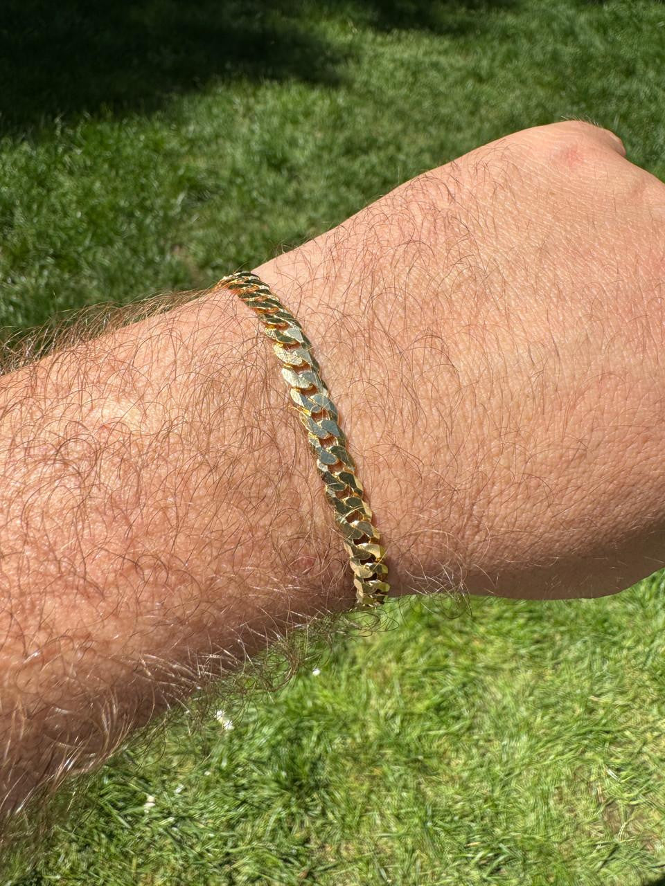 HarlemBling Flat Curb Cuban Bracelet - 14k Gold Vermeil 925 Sterling Silver - 6"-9" - 3mm-10.5mm