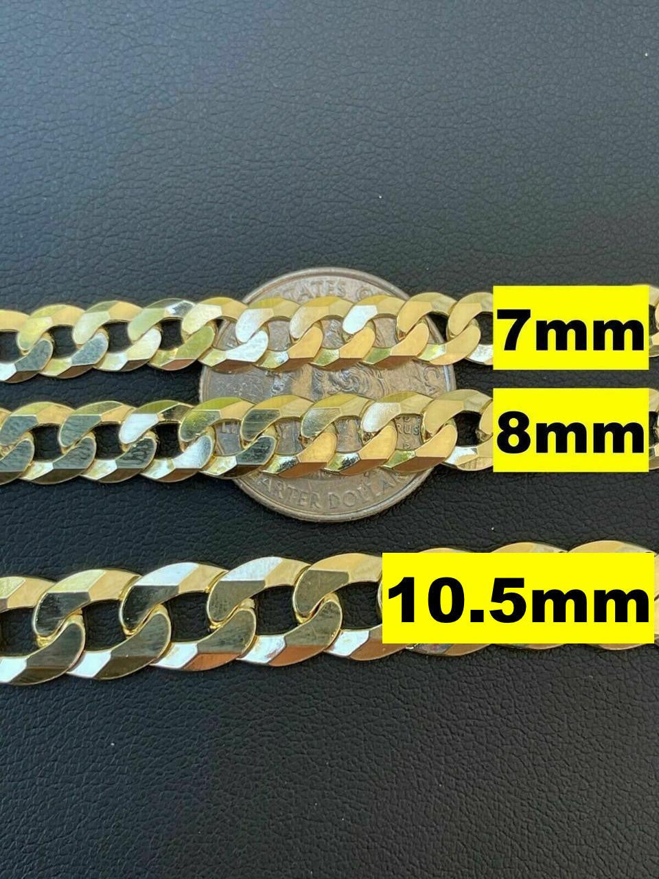 HarlemBling Flat Curb Cuban Bracelet - 14k Gold Vermeil 925 Sterling Silver - 6"-9" - 3mm-10.5mm