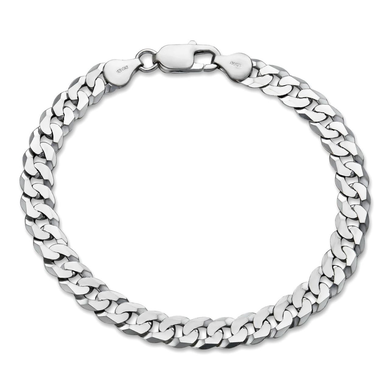 HarlemBling Flat Curb Cuban Bracelet - 925 Sterling Silver - 6"-9" - 3mm-10.5mm