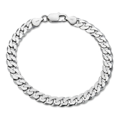 HarlemBling Flat Curb Cuban Bracelet - 925 Sterling Silver - 6"-9" - 3mm-10.5mm