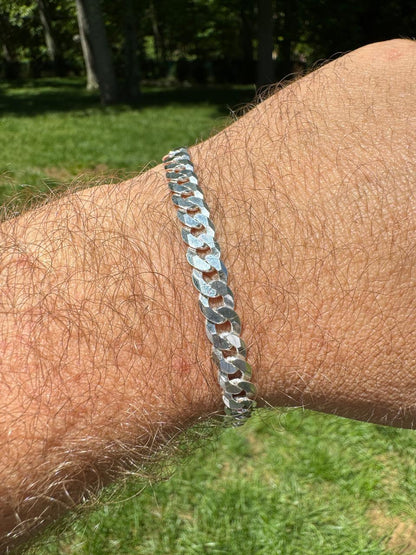HarlemBling Flat Curb Cuban Bracelet - 925 Sterling Silver - 6"-9" - 3mm-10.5mm