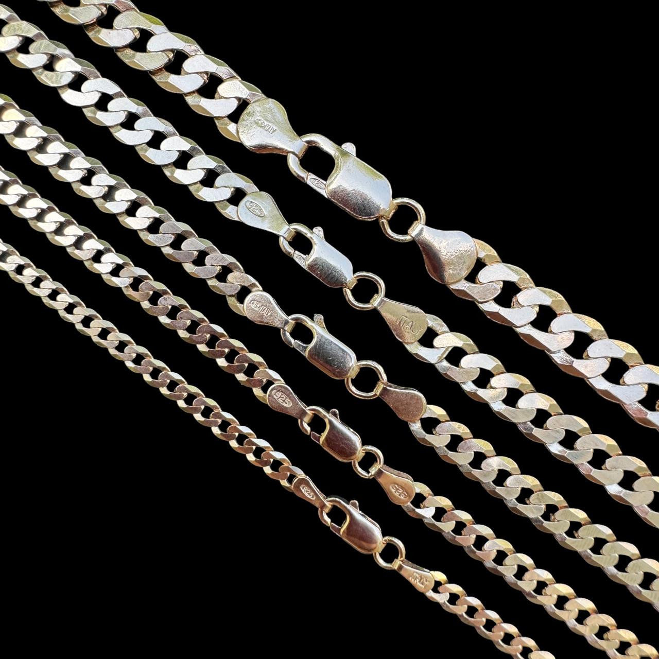 HarlemBling Flat Curb Cuban Chain Necklace - 14k Rose Gold Vermeil 925 Sterling Silver - 16"-30" - 3mm-8mm