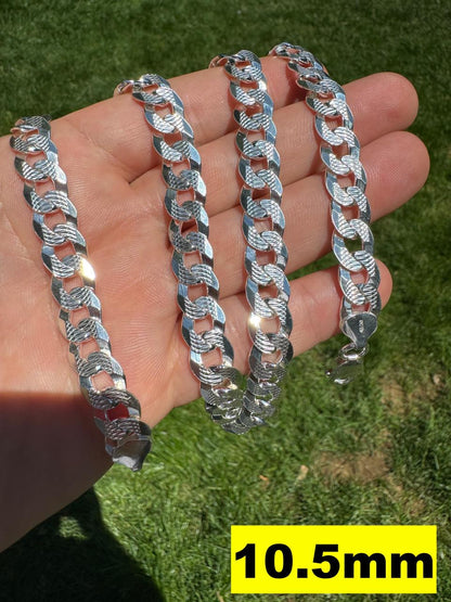 HarlemBling Flat Curb Cuban Chain Necklace - Diamond Cut 925 Sterling Silver - 16"-30" - 3mm-10.5mm