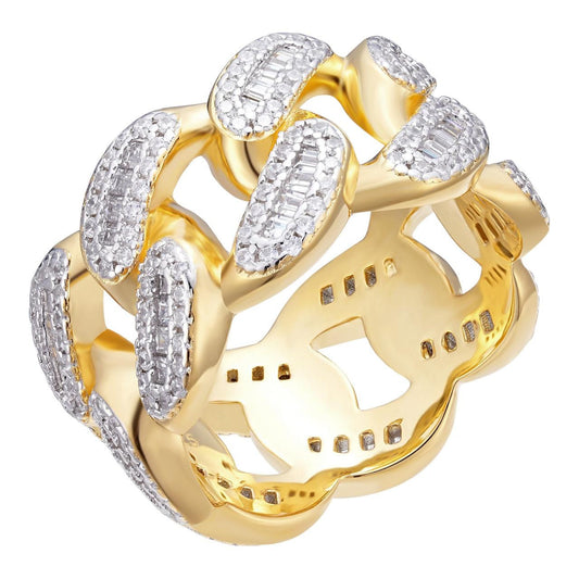 HarlemBling Florida Cuban Ring - 14k Gold Vermeil 925 Silver - Baguette CZ Stones