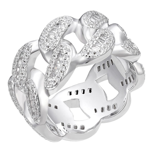 HarlemBling Florida Cuban Ring - 925 Silver - Baguette CZ Stones