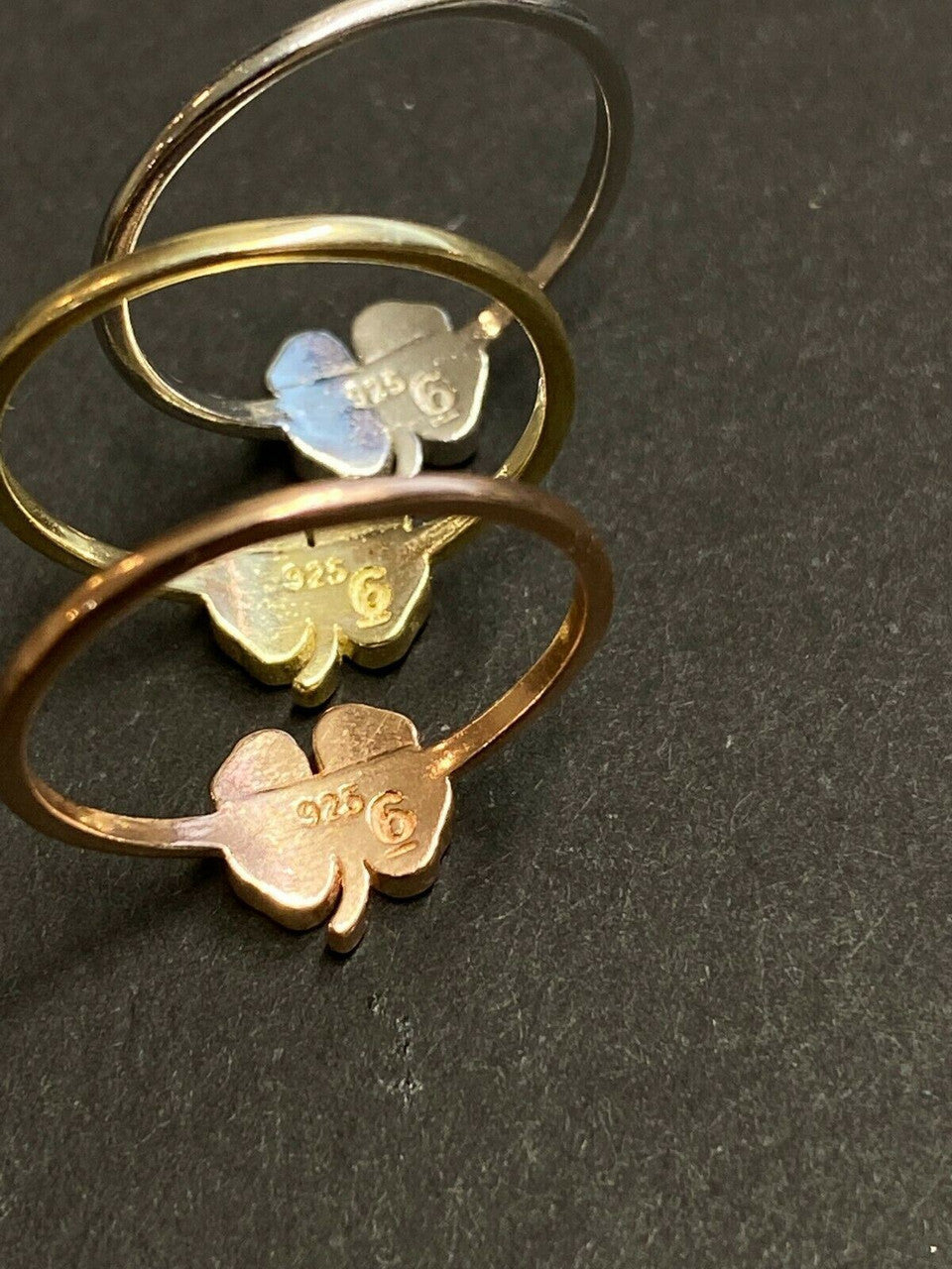 HarlemBling Four Leaf Clover Ring Sizes 5-10 925 Sterling Silver Or Yellow Rose Gold Finish