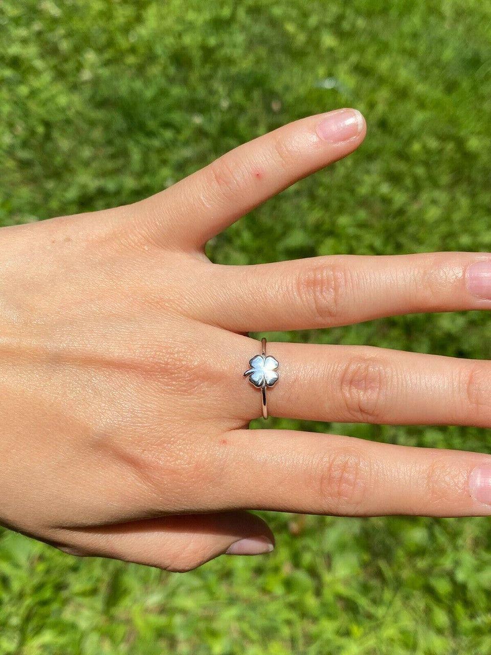 HarlemBling Four Leaf Clover Ring Sizes 5-10 925 Sterling Silver Or Yellow Rose Gold Finish