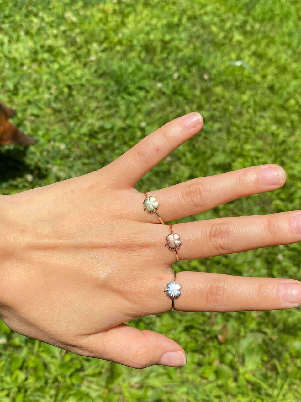 HarlemBling Four Leaf Clover Ring Sizes 5-10 925 Sterling Silver Or Yellow Rose Gold Finish