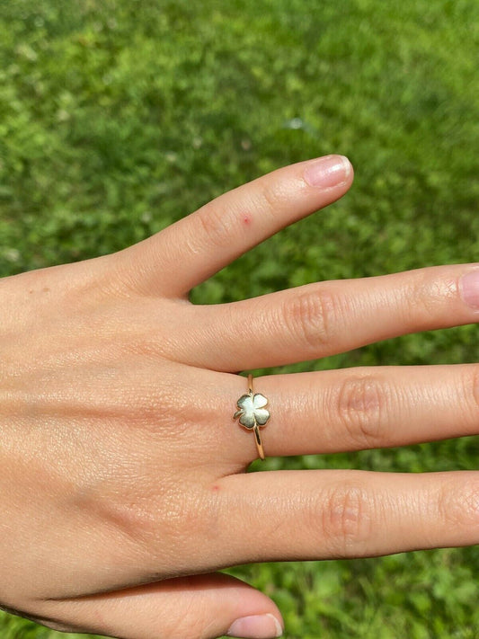 HarlemBling Four Leaf Clover Ring Sizes 5-10 925 Sterling Silver Or Yellow Rose Gold Finish