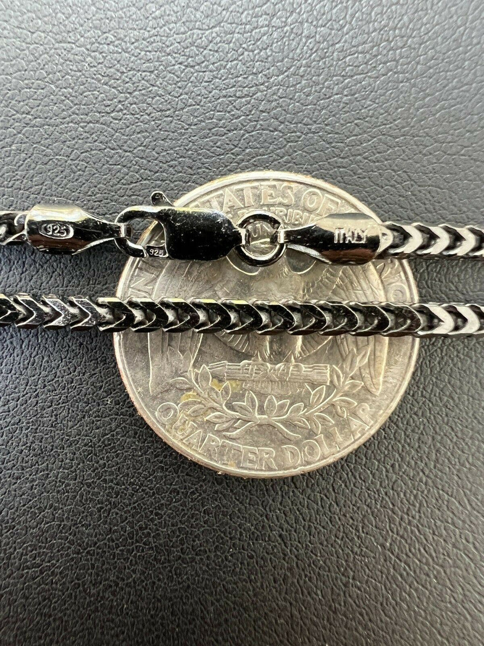 HarlemBling Franco Chain 2.5mm Necklace Black Oxidized Rhodium Over Real 925 Sterling Silver