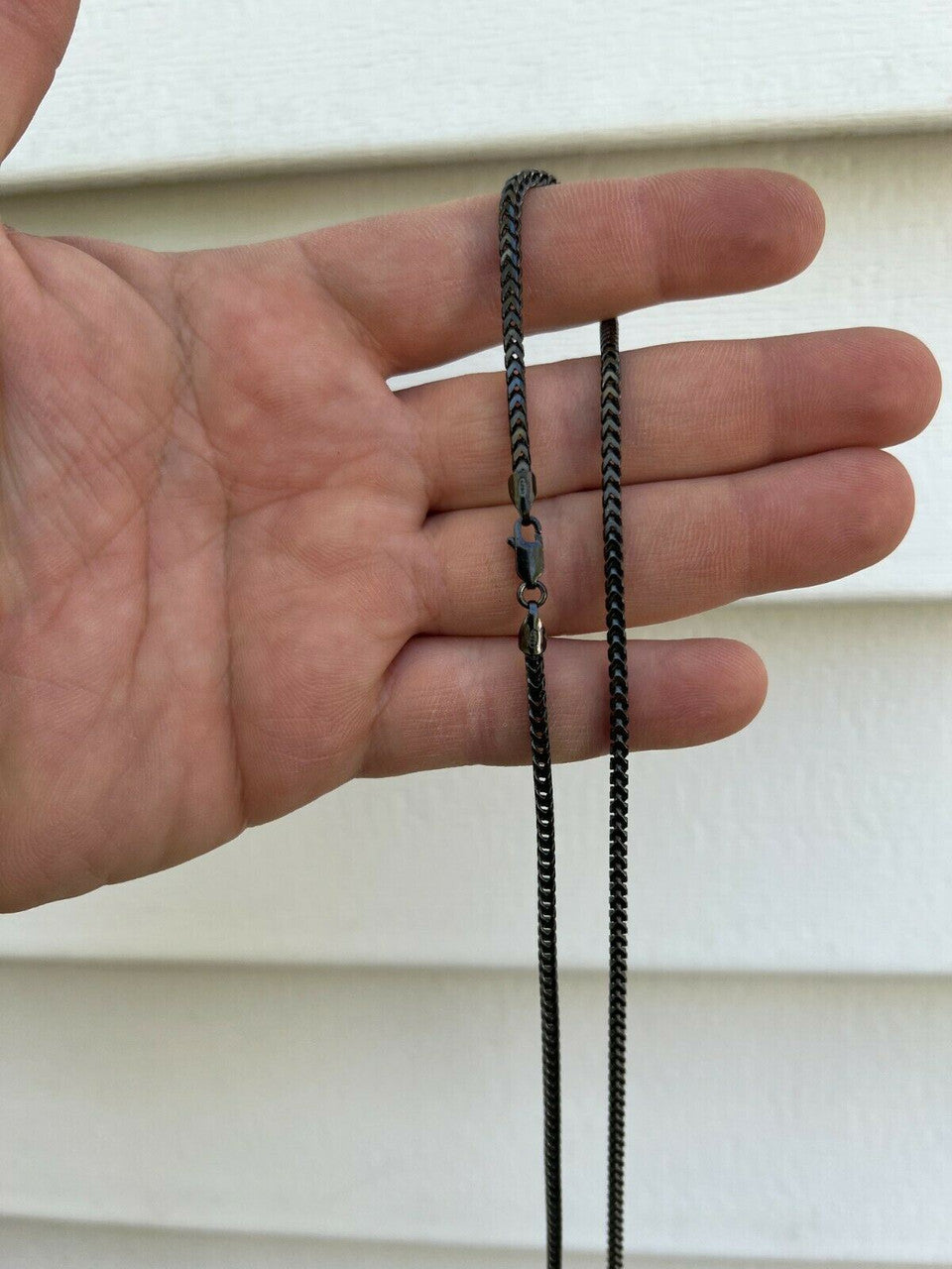 HarlemBling Franco Chain 2.5mm Necklace Black Oxidized Rhodium Over Real 925 Sterling Silver