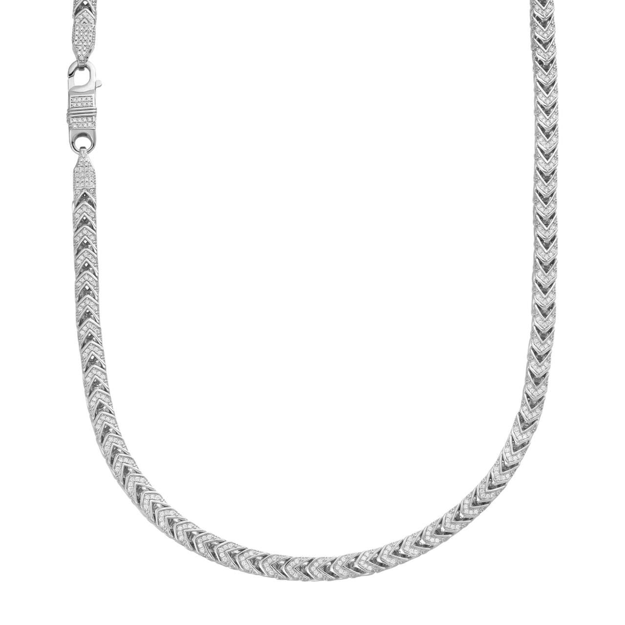 HarlemBling Franco Chain Iced Out CZ Stones - 925 Silver - 6mm - 16-30"