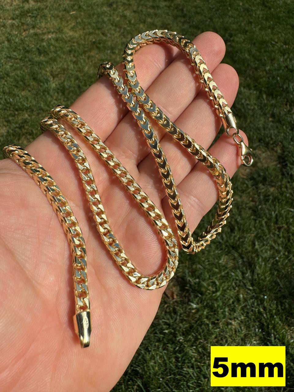 HarlemBling Franco Link Chain Necklace - 14k Gold Vermeil 925 Sterling Silver - 16"-30" - 2mm-5mm