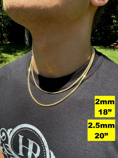 HarlemBling Franco Link Chain Necklace - 14k Gold Vermeil 925 Sterling Silver - 16"-30" - 2mm-5mm