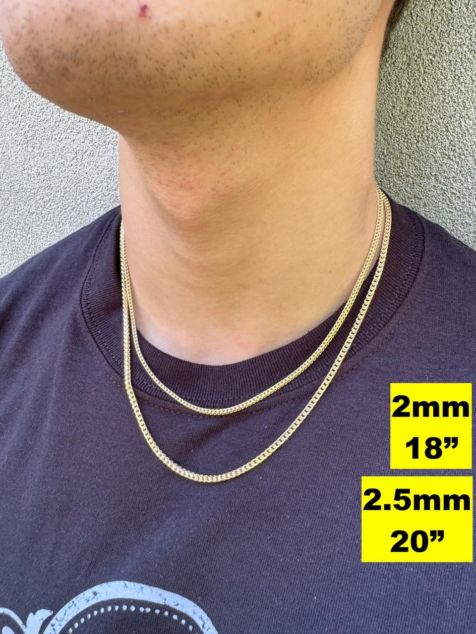 HarlemBling Franco Link Chain Necklace - 14k Gold Vermeil 925 Sterling Silver - 16"-30" - 2mm-5mm