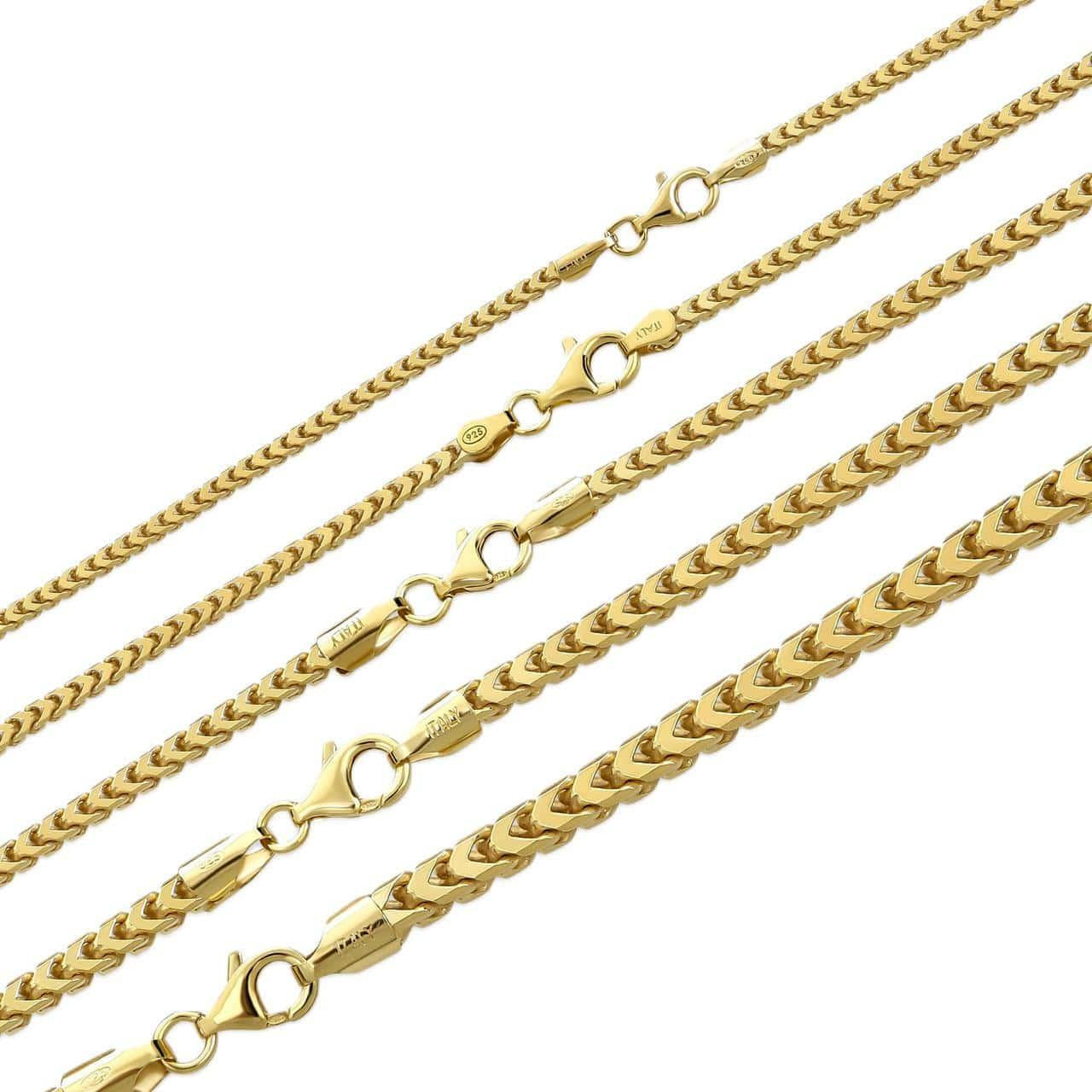 HarlemBling Franco Link Chain Necklace - 14k Gold Vermeil 925 Sterling Silver - 16"-30" - 2mm-5mm
