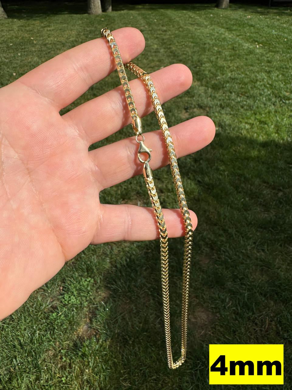 HarlemBling Franco Link Chain Necklace - 14k Gold Vermeil 925 Sterling Silver - 16"-30" - 2mm-5mm