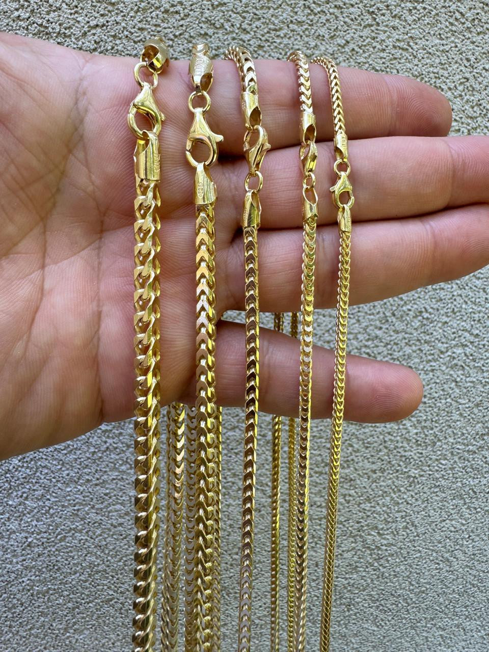 HarlemBling Franco Link Chain Necklace - 14k Gold Vermeil 925 Sterling Silver - 16"-30" - 2mm-5mm
