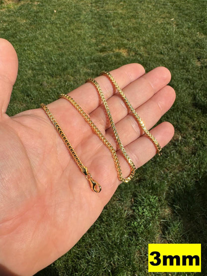HarlemBling Franco Link Chain Necklace - 14k Gold Vermeil 925 Sterling Silver - 16"-30" - 2mm-5mm