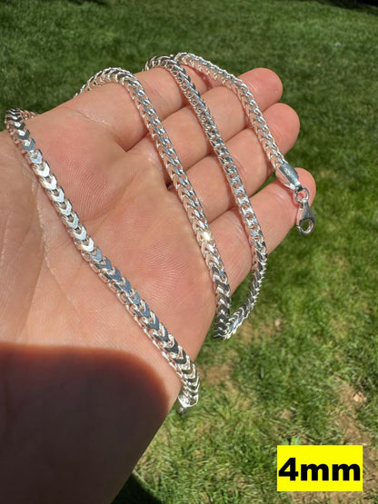 HarlemBling Franco Link Chain Necklace - 925 Sterling Silver - 16"-30" - 2mm-5mm