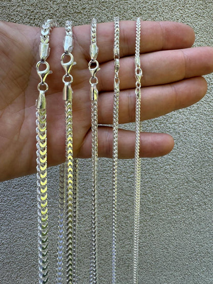 HarlemBling Franco Link Chain Necklace - 925 Sterling Silver - 16"-30" - 2mm-5mm