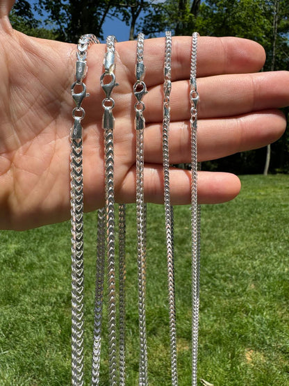 HarlemBling Franco Link Chain Necklace - 925 Sterling Silver - 16"-30" - 2mm-5mm
