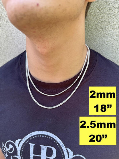 HarlemBling Franco Link Chain Necklace - 925 Sterling Silver - 16"-30" - 2mm-5mm