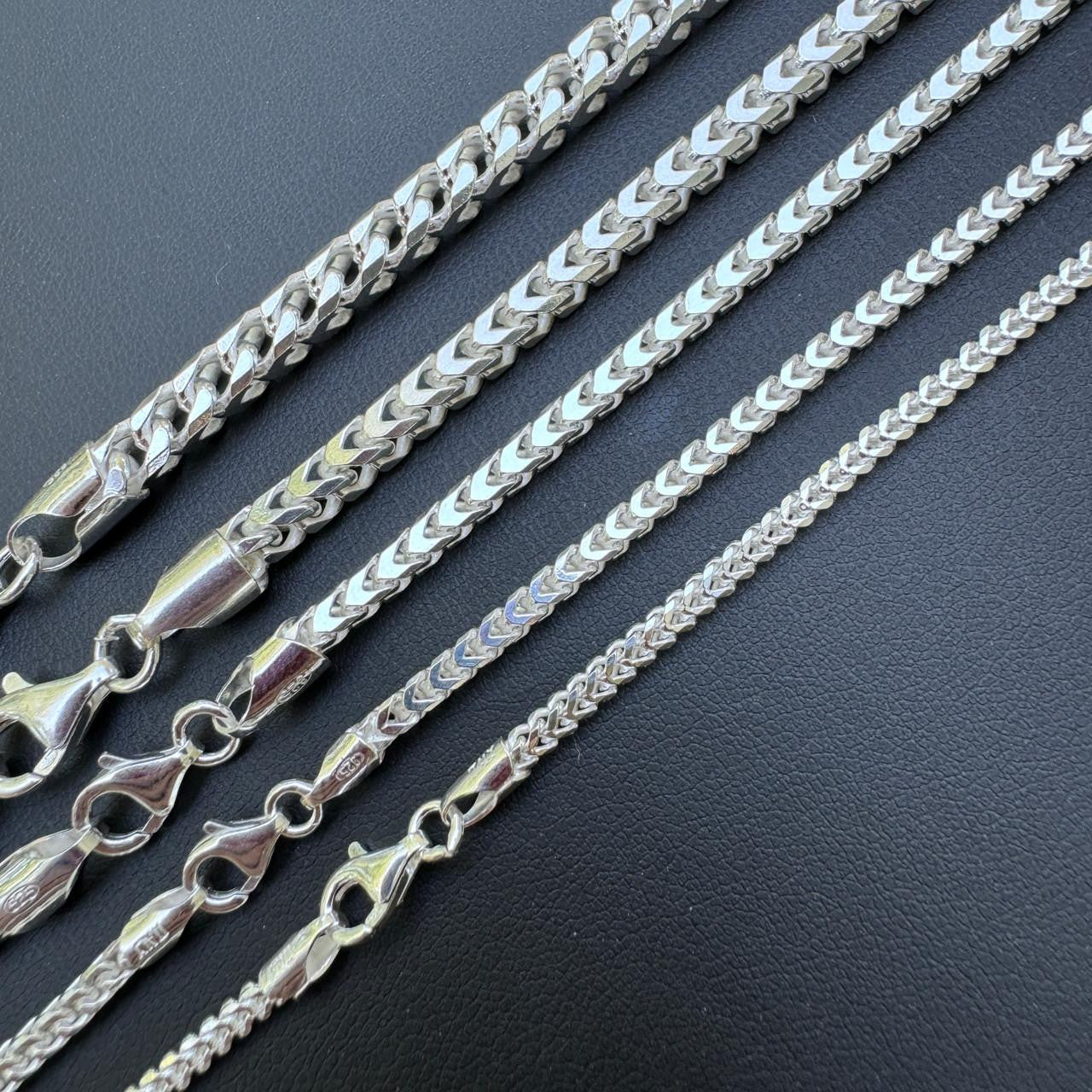 HarlemBling Franco Link Chain Necklace - 925 Sterling Silver - 16"-30" - 2mm-5mm