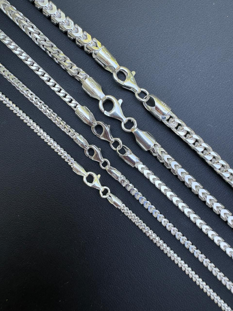 HarlemBling Franco Link Chain Necklace - 925 Sterling Silver - 16"-30" - 2mm-5mm