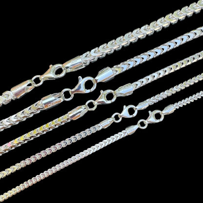 HarlemBling Franco Link Chain Necklace - 925 Sterling Silver - 16"-30" - 2mm-5mm