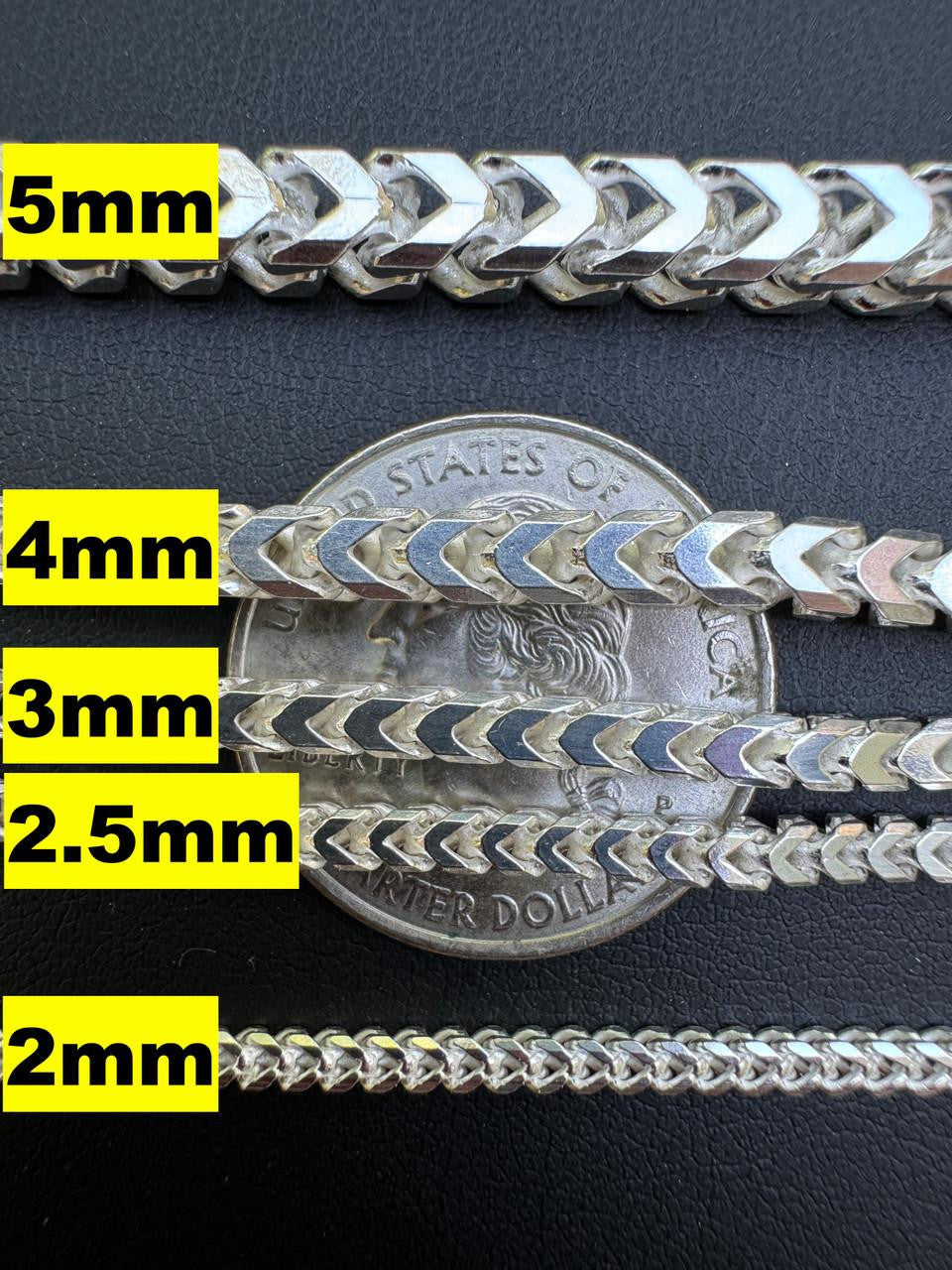 HarlemBling Franco Link Chain Necklace - 925 Sterling Silver - 16"-30" - 2mm-5mm