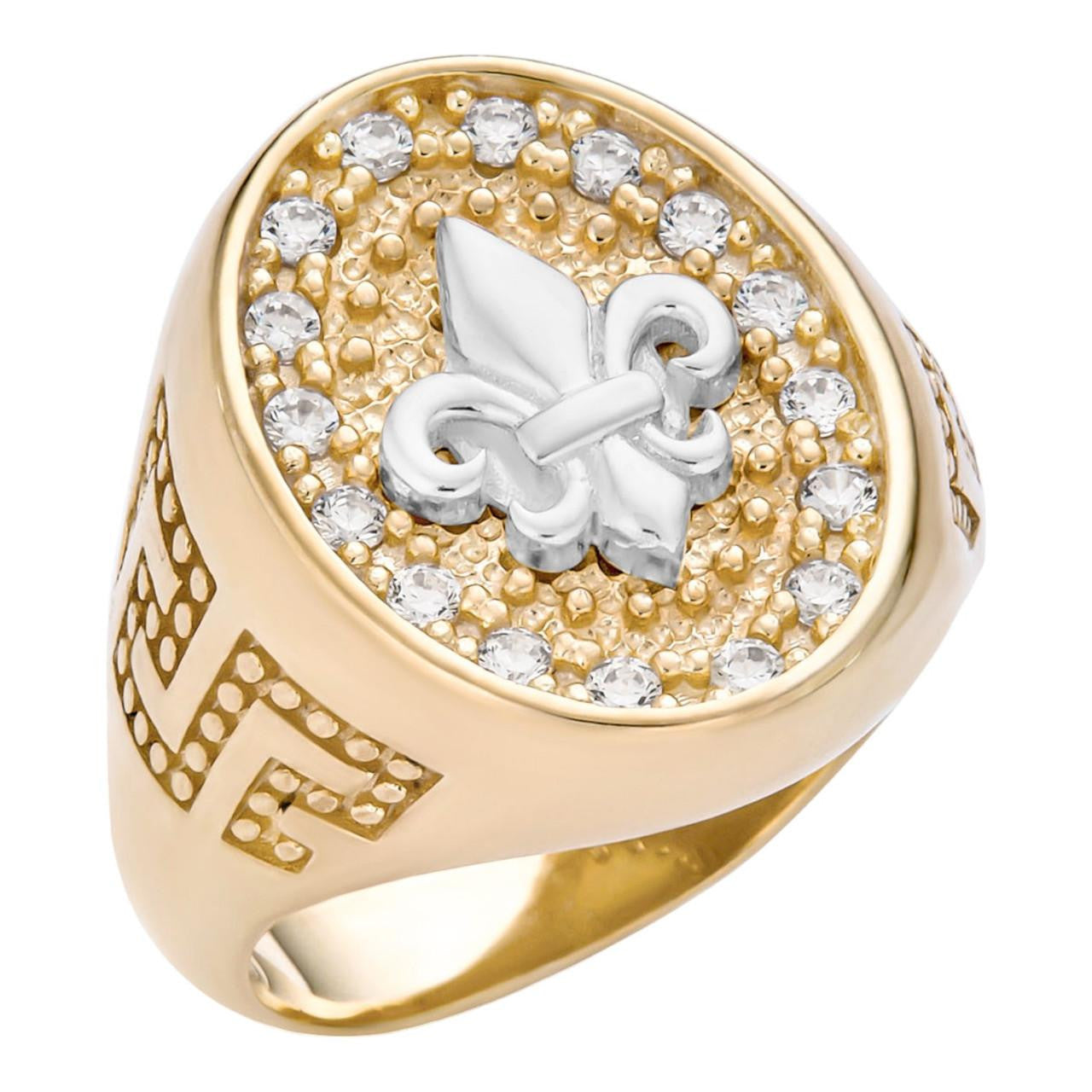 HarlemBling French Fleur De Lis Ring - 14k Gold Vermeil 925 Silver - CZ Stones