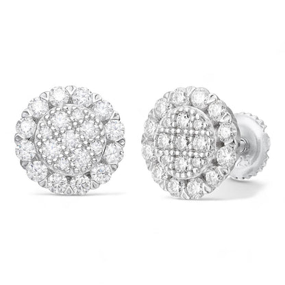 HarlemBling Fully Iced Out Round Hip Hop Earrings - 925 Silver - CZ Stones - 10.5mm