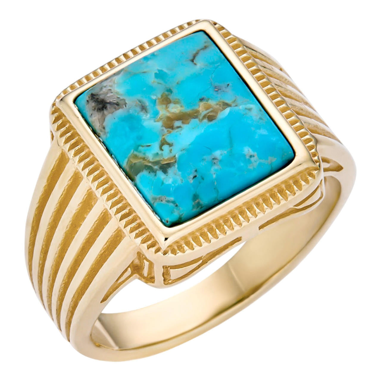 HarlemBling Game Of Thrones Ring - 14k Gold Vermeil 925 Silver - Genuine Blue Turquoise Stone
