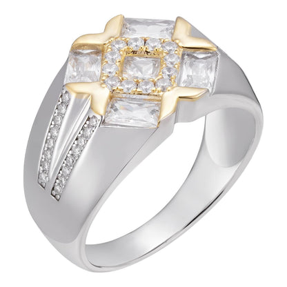 HarlemBling Golden Gate Bridge Ring  - 925 Silver & Gold Accent  - CZ Stones